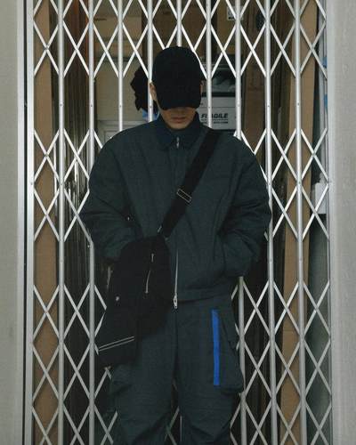 Far archive秋冬新款尼龙垫肩夹克水洗做旧重磅wook vibe拉链外套 - 图2