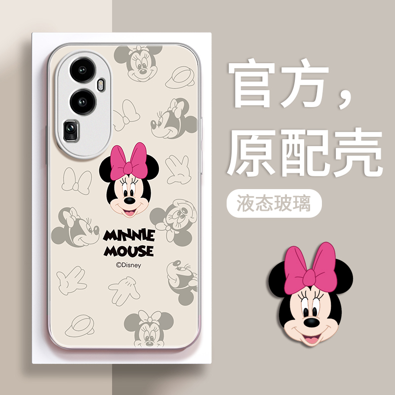 适用opporeno10手机壳reno9pro新款reno7se女款reno6pro+玻璃5G套0pp0防摔reno5全包4侧边打印情侣卡通米老鼠-图1