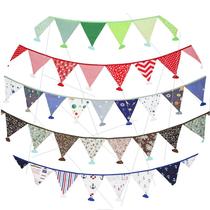 Source ins Nordic Fengyun cotton cloth triangular strings flag tent Flag photo background string Banner Wedding Celebration Kindergarten Hung