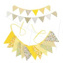 Source yellow gold cotton fabric hanging flag triangular flag Birthday Labanner Shooting Background Wedding Party Arranged Camping