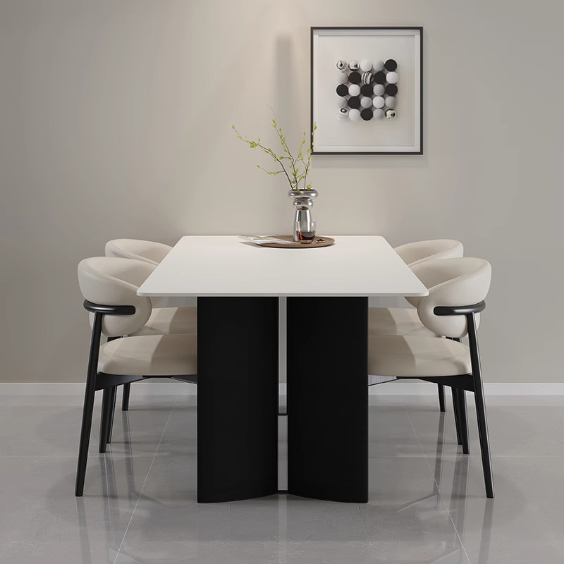 德利丰纯白岩板餐桌意式轻奢家用小户型餐厅桌子长方形餐桌椅组合,淘宝优惠券,粉丝福利购,淘宝优惠卷