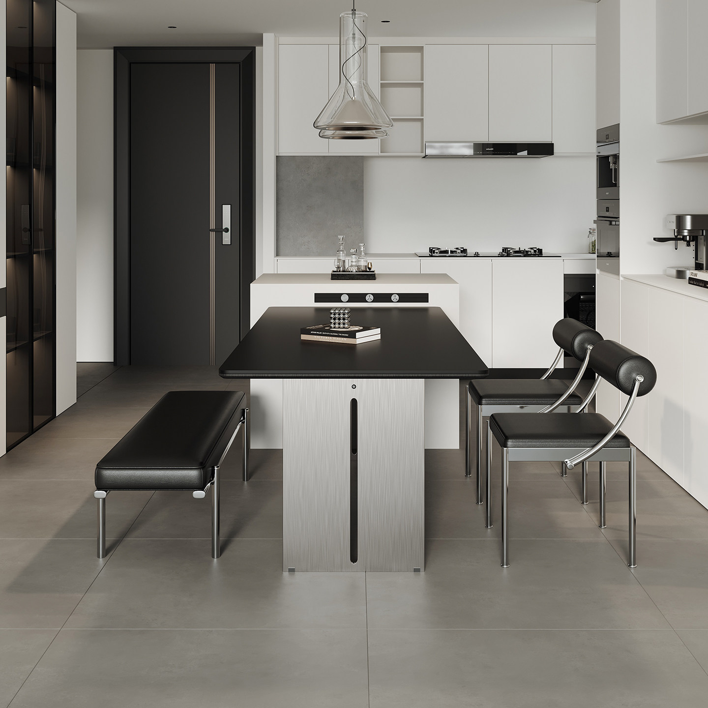 德利丰岩板不锈钢餐桌包豪斯家用餐厅饭桌极简长方形餐桌椅银武士,淘宝优惠券,粉丝福利购,淘宝优惠卷