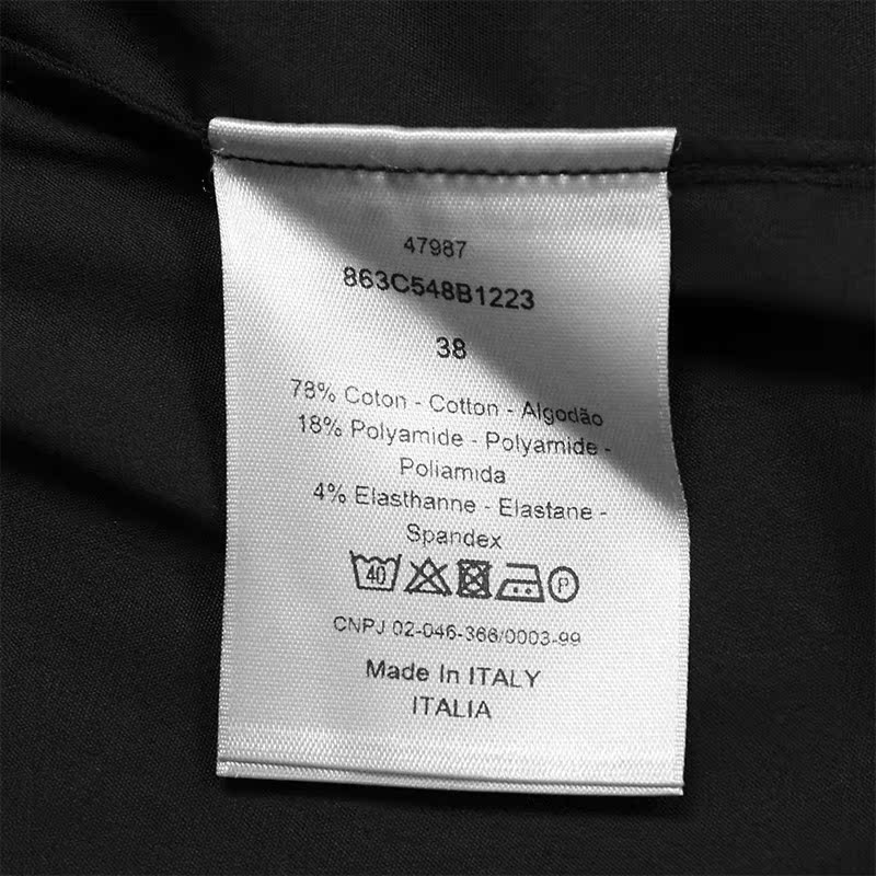 dior /迪奥男装黑色棉质短袖衬衫 CLUSA海外衬衫