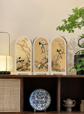 新中式卧室屏风桌面摆件