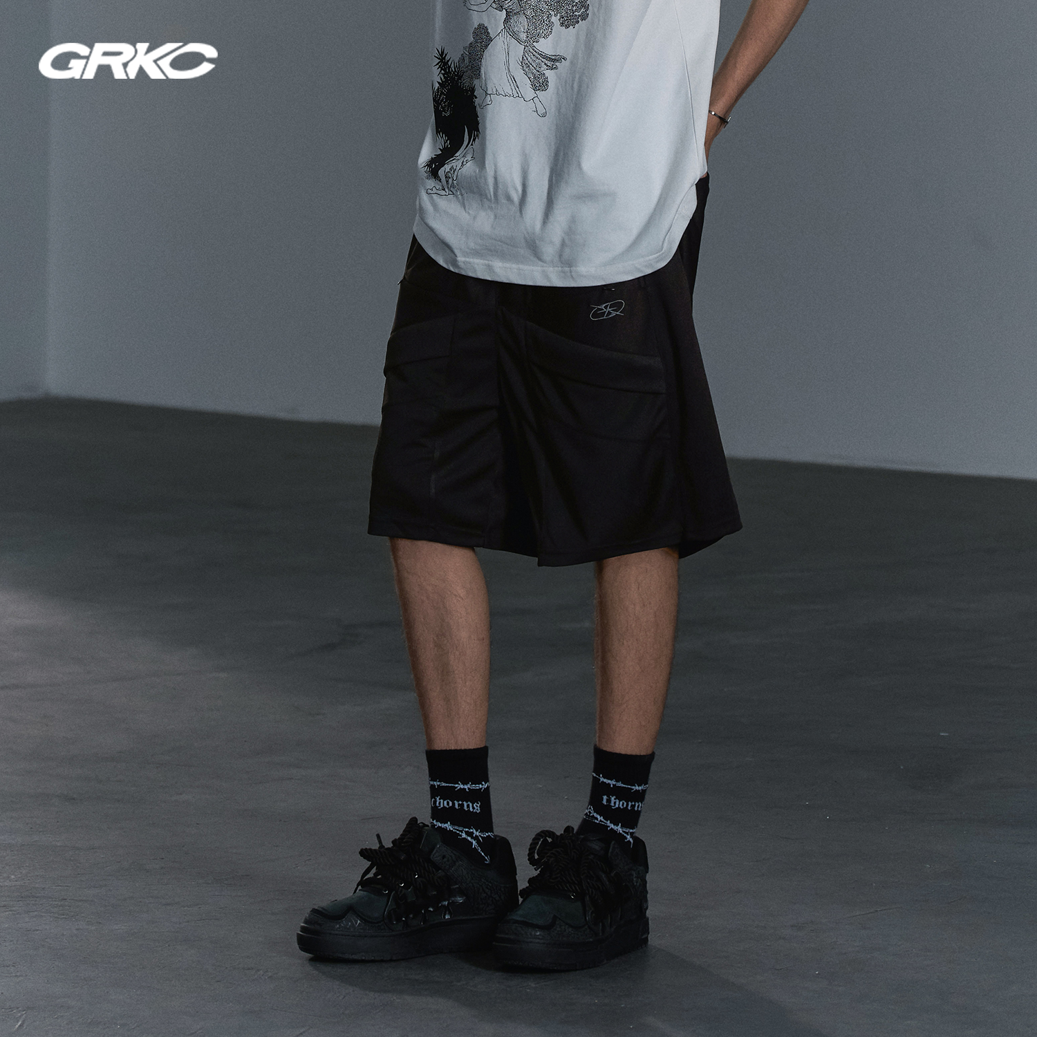 【特价清仓】GRKC吉尔卡克 多口袋网眼短裤轻薄廓形宽松五分裤,淘宝优惠券,粉丝福利购,淘宝优惠卷