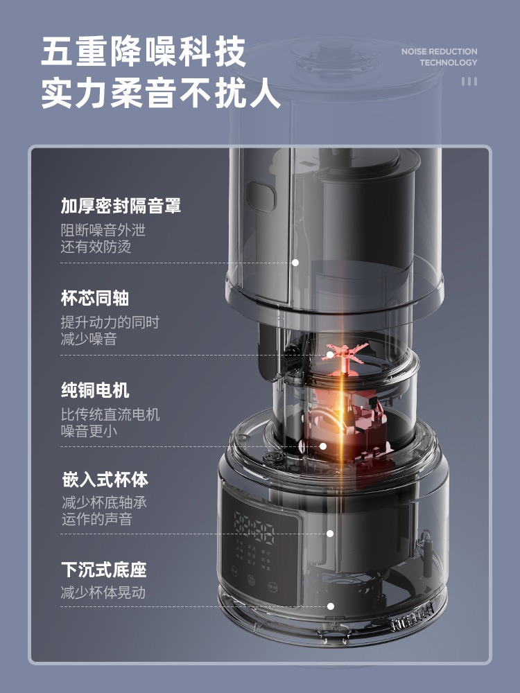 柔音破壁机家用加热全自动小型豆浆机非静音多功能料理机榨汁机 - 图0