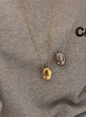 Metal Large Geometric Oval Water Drop Pendant Necklace for W