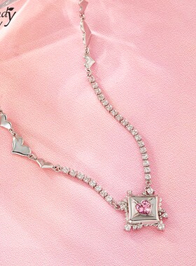 SundyHoney桃心水钻项链锁骨链