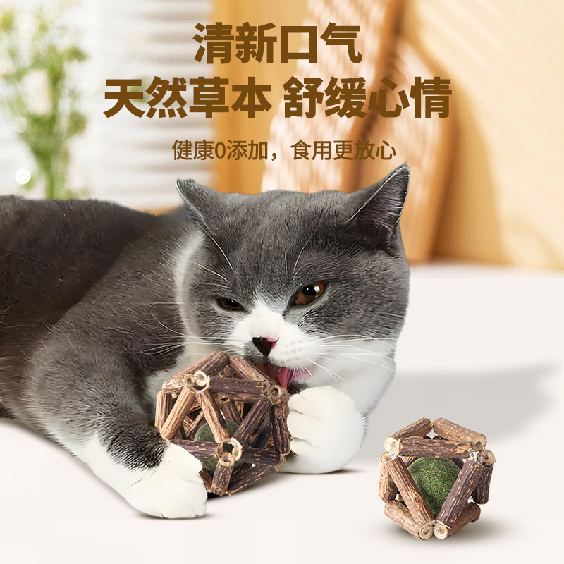 猫玩具磨牙棒木天蓼猫薄荷逗猫棒猫草自嗨解闷玲珑球耐咬猫咪用品