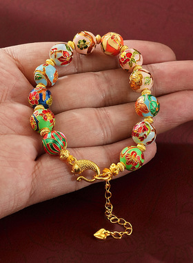 黄铜古法工艺十二生辰花手链