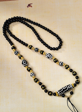 黑曜石手工编织吊坠挂绳唐卡吊坠