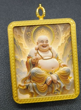 佛家手绘描金唐卡嘎呜盒吊坠