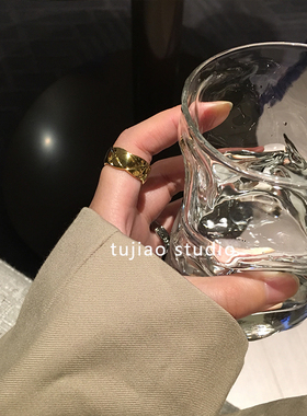 小香风菱格纹设计师戒指