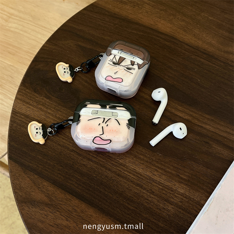 日系卡通蜡笔小新表情包适用airpodspro挂坠保护套pro2代苹果耳机壳airpods1/2趣味广志无线蓝牙套情侣二代