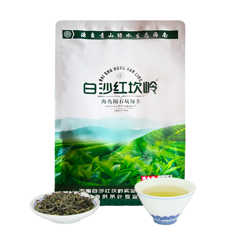 白沙红坎岭绿茶海南特产明前绿茶春茶新茶叶500g散装一级鲜叶-图0