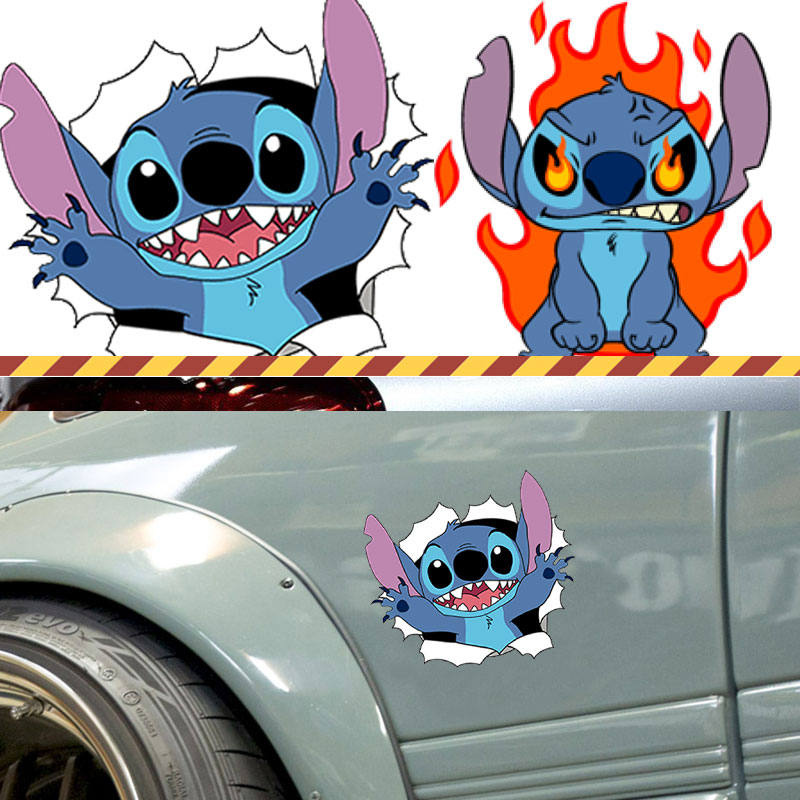 星际宝贝史迪仔讨厌鬼汽车装饰贴油箱盖后挡风玻璃车身贴纸反光潮 - 图3