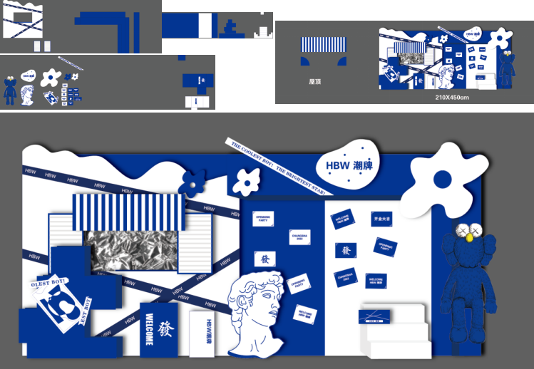 克莱因蓝白色潮牌派对kt板背景美陈设计稿源文件cl0029-图3