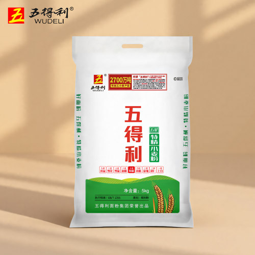 五得利面粉五星特精5kg小麦粉八星雪花家用10斤白面包子饺子馒头 - 图0