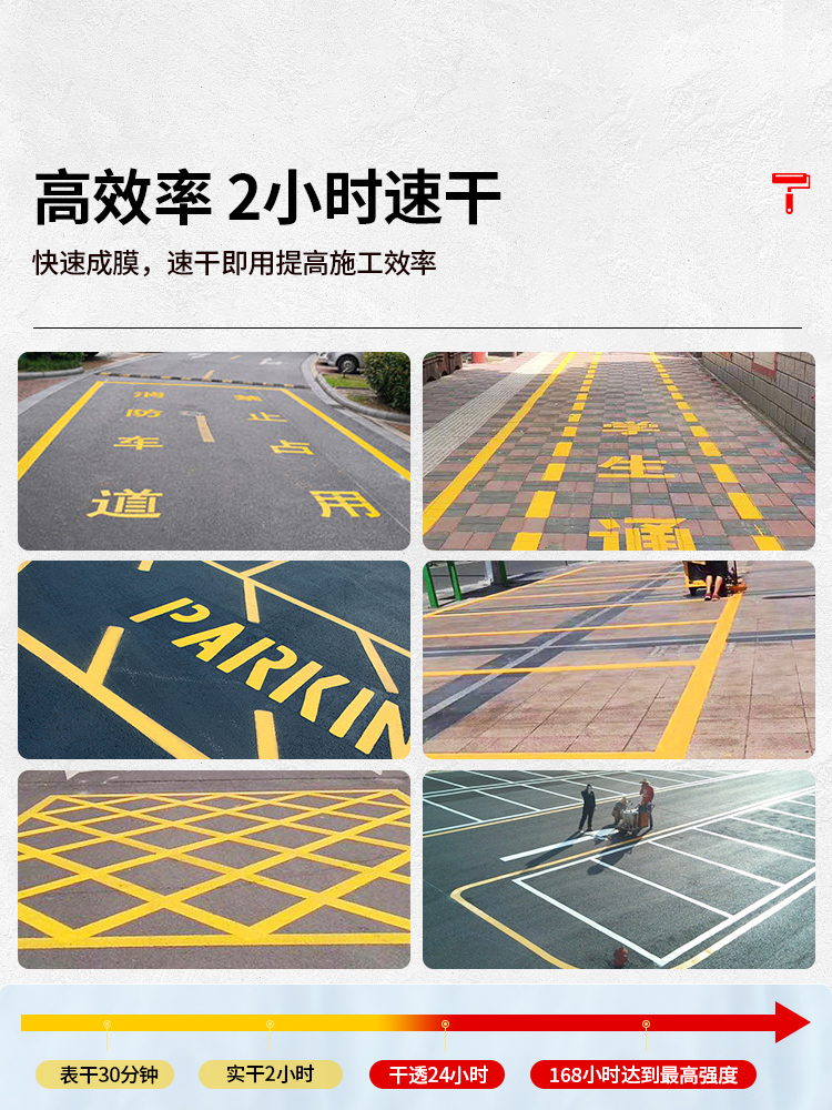 马路停车位划线漆道路黄白色画线涂鸦专用地面公路面标线油漆耐磨 - 图3