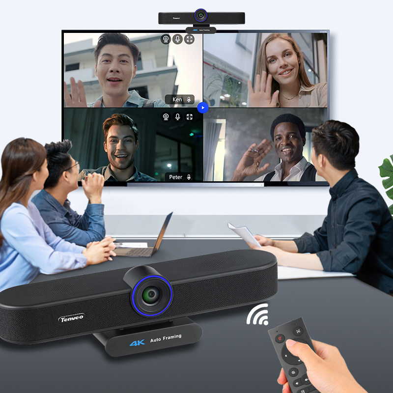Tenveo腾为视频会议摄像头全向麦克风钉钉腾讯会议zoom远程4K高清摄影头会议室广角摄像机音视频一体机设备