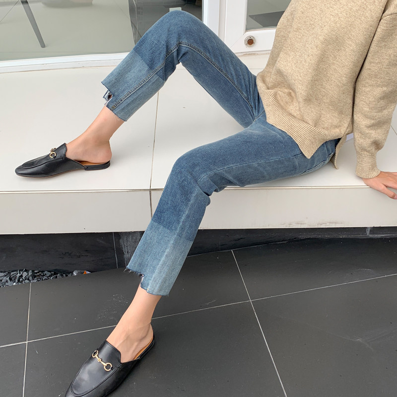 网红秋季直筒外穿阔腿裤孕妇裤子 彩蓝诗孕妇直筒裤