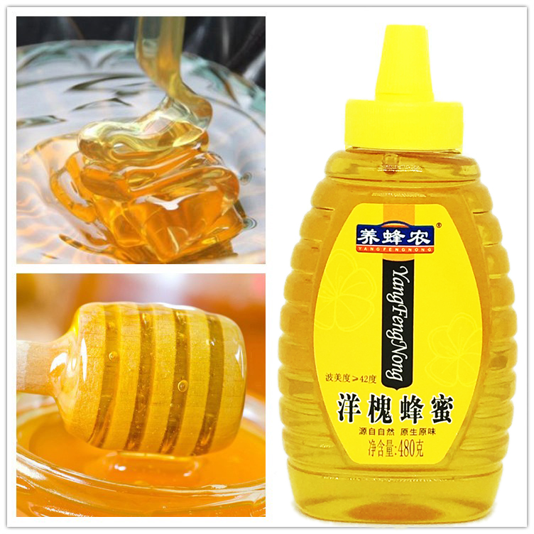 周氏养蜂农洋槐蜂蜜480克桂林槐花蜜便携瓶做面膜做百香果冲柠檬 - 图0