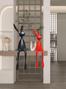 创意卡通长耳坐兔装饰品现代样板房卡通入口电视柜家居装饰品