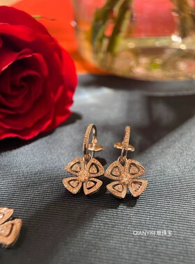 QIANYI仟意【白富美系列】镀18k金咏绽花镂空满钻四叶草名媛项链