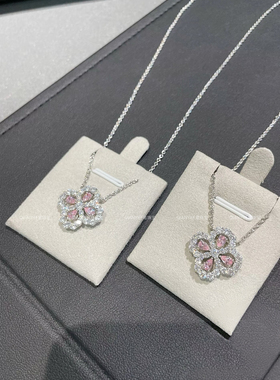 QIANYI仟意珠宝【轻奢系列】s925银高碳钻真金工艺四叶草满钻项链