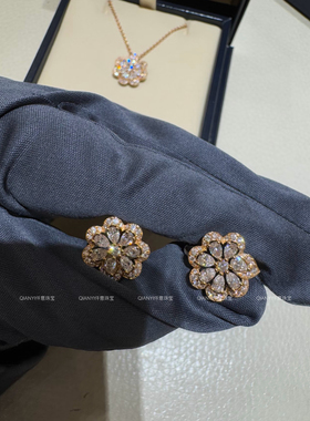 QIANYI仟意珠宝【轻奢系列】白富美千金感高碳钻镶嵌花朵气质项链