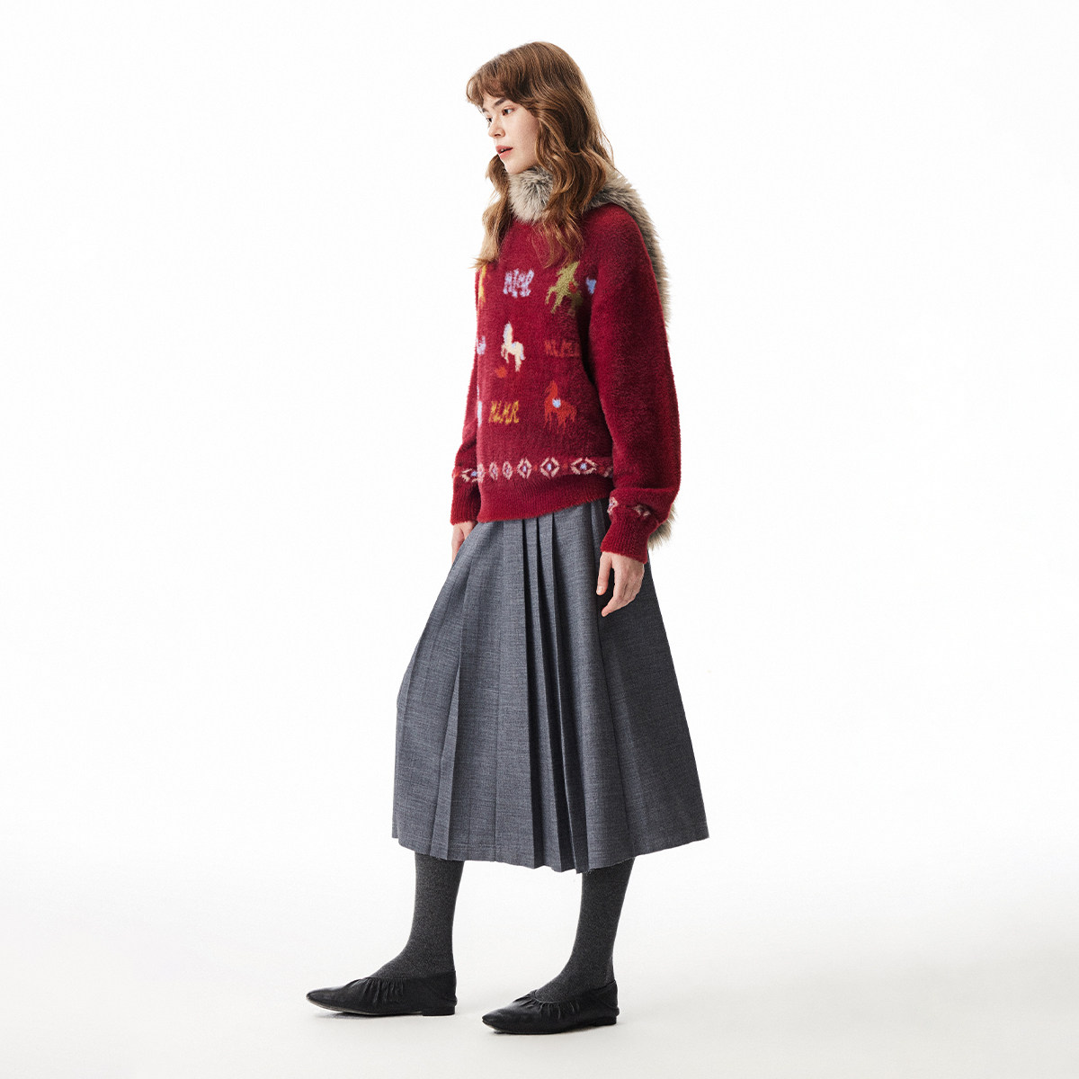 MLMR新款百搭风圆领字母动物提花时尚潮流日常毛衣针织衫男女,淘宝优惠券,粉丝福利购,淘宝优惠卷