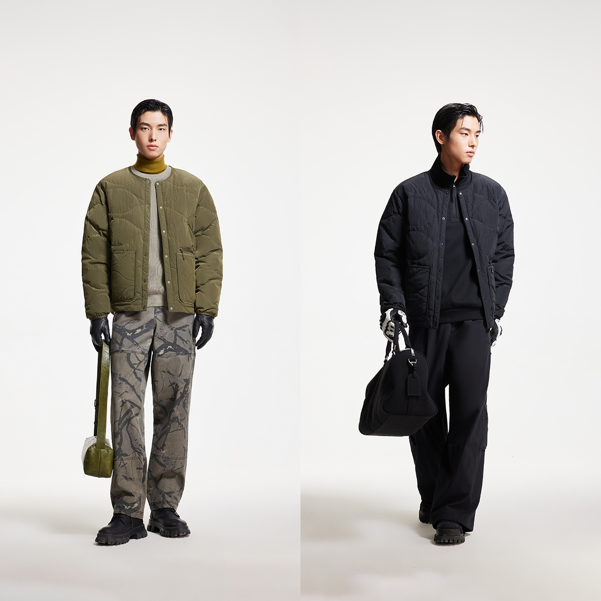 杰克琼斯outlets冬季新款基础按扣门襟双侧贴袋百搭圆领羽绒服男