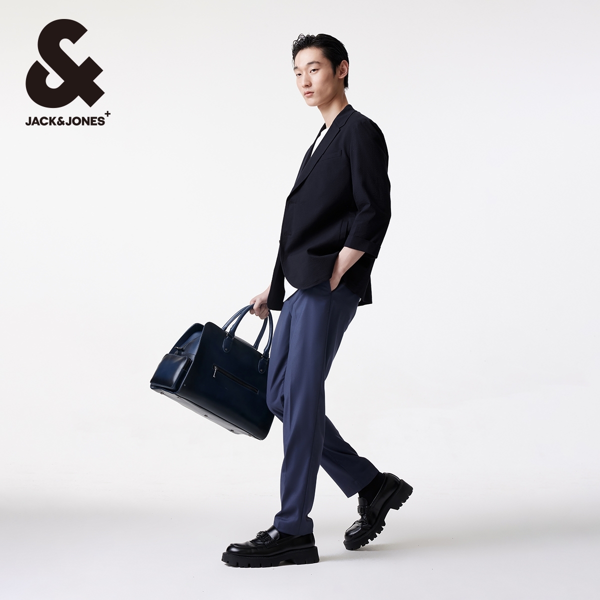 杰克琼斯秋季款男士休闲西服双口袋纽扣门襟时尚西服外套男士男装 - 图0