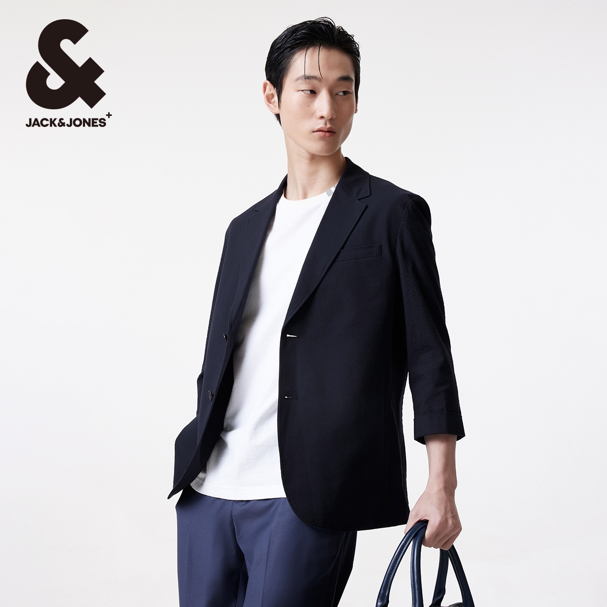 杰克琼斯秋季款男士休闲西服双口袋纽扣门襟时尚西服外套男士男装 - 图2