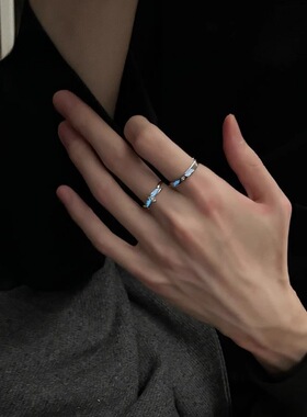 足银999夜光天使之翼情侣对戒小