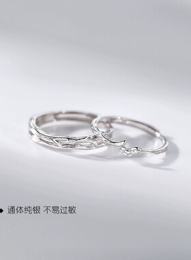 s999纯银情侣戒指小众森系INS风