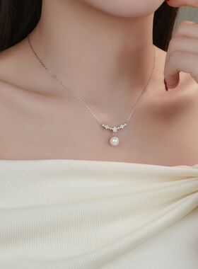 足银999樱花珍珠项链轻奢小众设