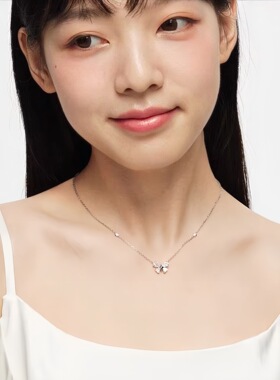 S999足银冰晶蝴蝶项链新款轻奢小