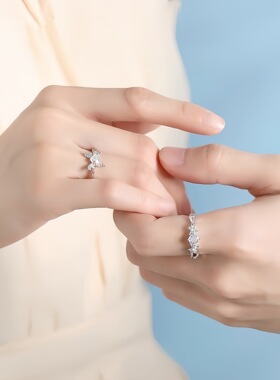 S999足银恋恋蝶语戒指轻奢小众彩