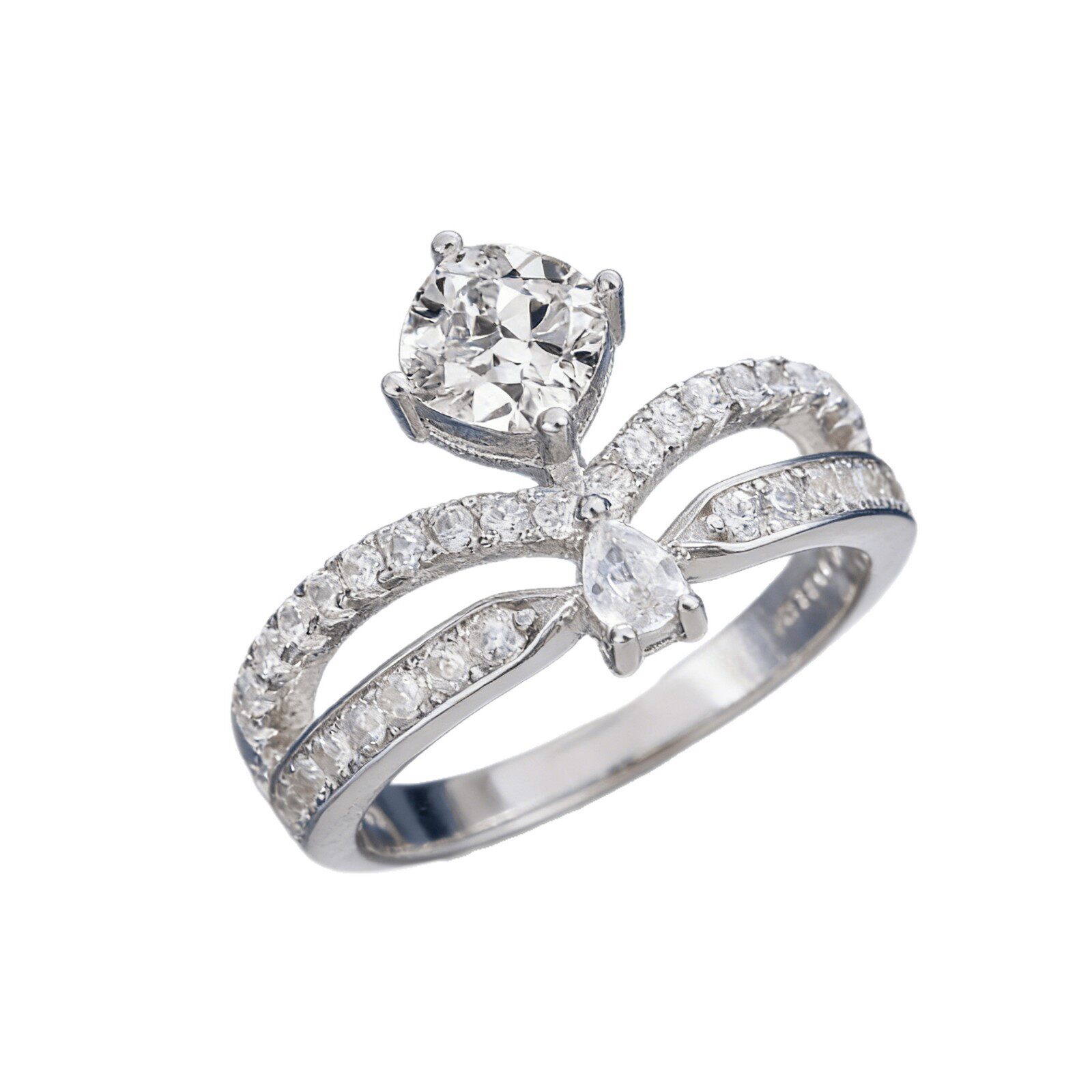 925 sterling silver princess crown square diamond ring for women light luxury
