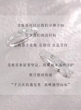 S999足银北极星情侣对戒轻奢小众