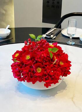 高档宴会餐桌花摆花酒店大小圆桌仿真花转盘中间摆件假花包厢装饰