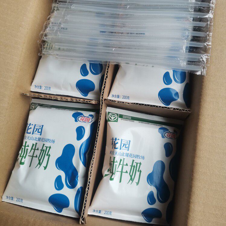 新疆石河子花园纯牛奶花园利乐枕袋装全脂高温灭菌乳_虎窝淘