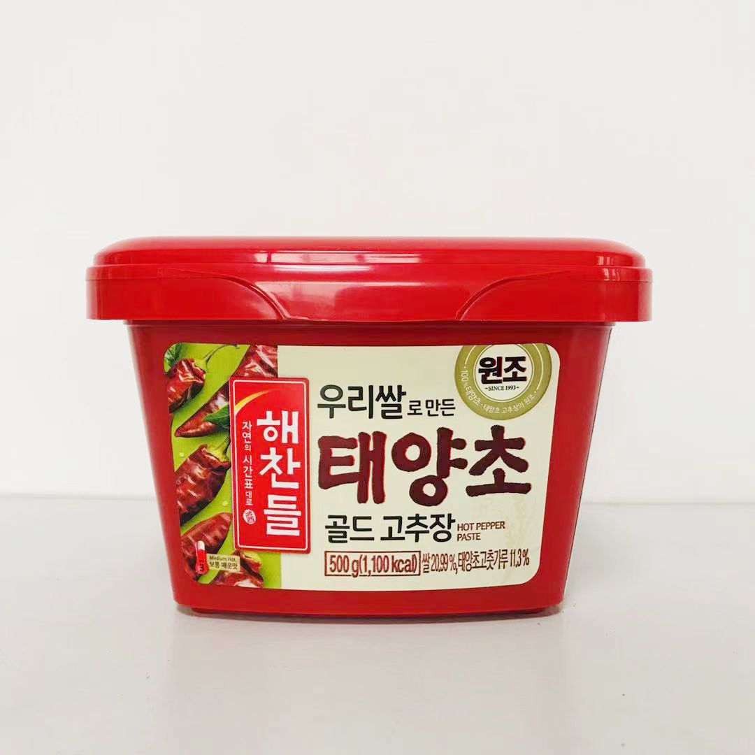 韩国原装进口酱料好餐得辣椒酱太阳椒中辣辣椒酱盒装500g包邮-图1