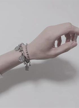 韩范生命树ins欧美金属双层吊坠