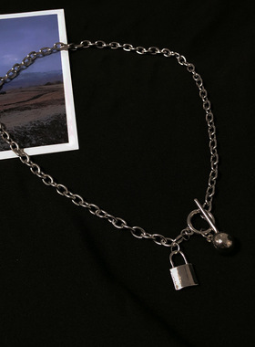 欧美风金属球ins钛钢情侣锁骨链