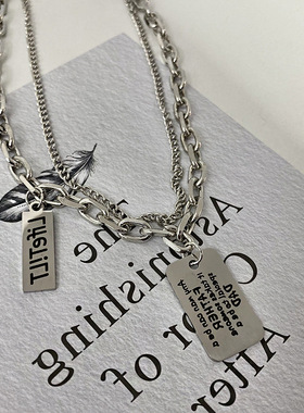 韩国ins嘻哈钛钢项链多层叠戴