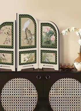 中世纪风格小屏幕桌面装饰品新中式茶几家侧柜入口柜装饰壁龛覆古