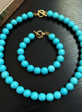 欧美感复古蓝色松石简约设计百搭