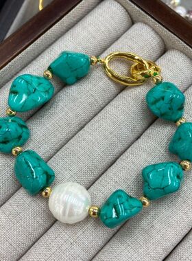 欧美复古优化绿色石头项链个性随